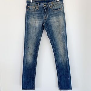 R13 Kate Skinny Basq Blue Jeans denim mid rise 24